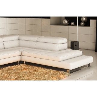 Canapé d'angle en cuir italien 5/6 places Grand CITY, blanc