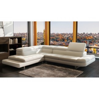 Canapé d'angle en cuir italien 5/6 places Grand CITY, blanc