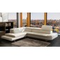 Canapé d'angle en cuir italien 5/6 places Grand CITY, blanc, angle gauche Canapé d'angle en cuir italien 5/6 places Grand CITY, blanc, angle gauche