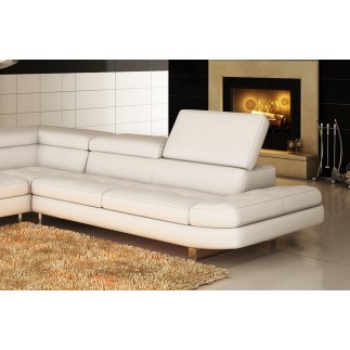Canapé d'angle en cuir italien 5/6 places Grand CITY, blanc, angle gauche