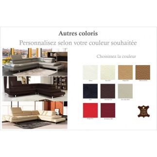 Canapé d'angle en cuir italien 5/6 places Grand CITY, couleur personnalisée