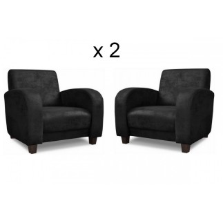 Ensemble de 2 superbes fauteuils en tissu de qualité MAGDA, noir