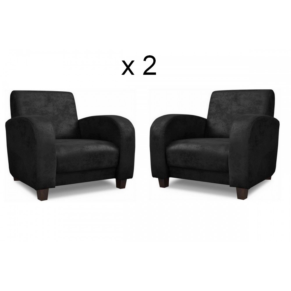 Ensemble de 2 superbes fauteuils en tissu de qualité MAGDA, noir