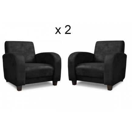 Ensemble de 2 superbes fauteuils en tissu de qualité MAGDA, noir