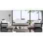 Ensemble CAPRI, 3 pièces: canapé 3 places + 2 places + fauteuil en cuir luxe haut de gamme italien vachette. Blanc et noir
