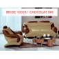 Ensemble VILLA composé d'un canapé 3 places et 2 places Cuir Prestige luxe. BEIGE N°10C03 ET CHOCOLAT N°505