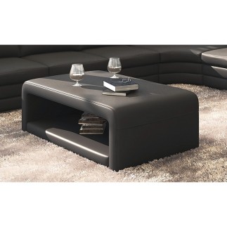 Table basse TONY design en CUIR et bois MDF Noir N°366