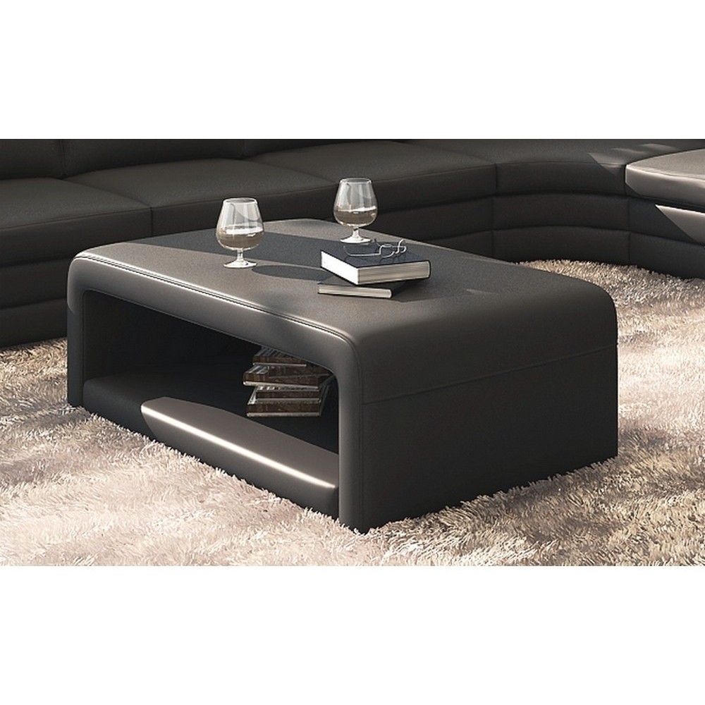 Table basse TONY design en CUIR et bois MDF Noir N°366