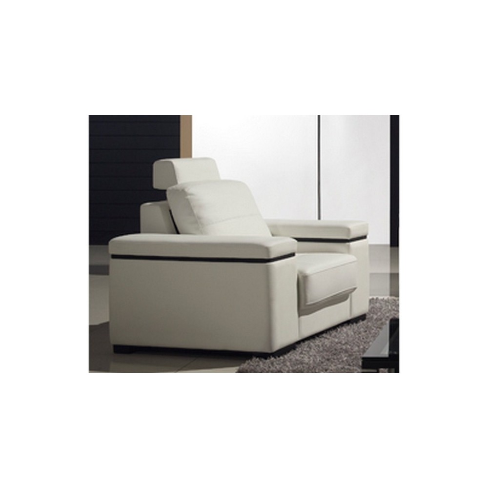 Fauteuil une place en cuir italien MAISON BLANCHE, blanc