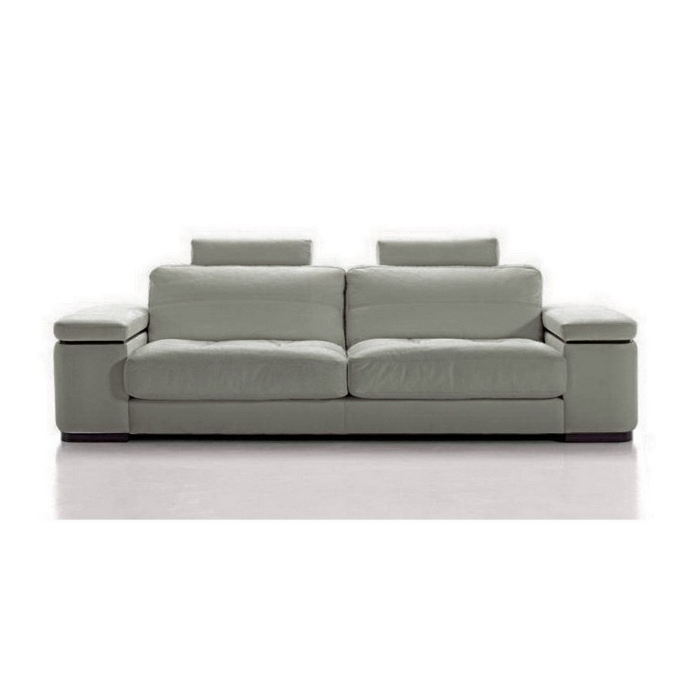 Canapé 3 places en cuir italien MAISON BLANCHE, gris clair Canapé 3 places en cuir italien MAISON BLANCHE, gris clair