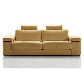 Canapé 2 places en cuir italien MAISON BLANCHE, beige