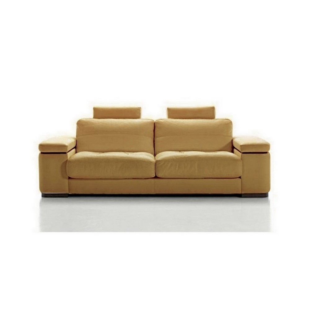 Canapé 2 places en cuir italien MAISON BLANCHE, beige Canapé 2 places en cuir italien MAISON BLANCHE, beige