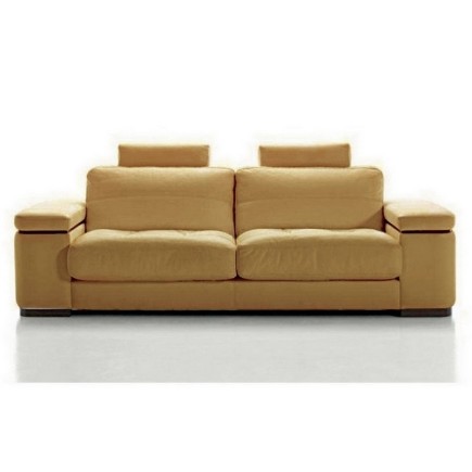 Canapé 2 places en cuir italien MAISON BLANCHE, beige
