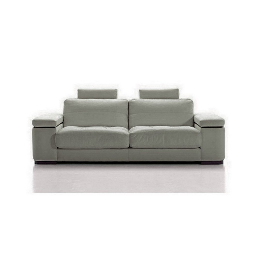 Canapé 2 places en cuir italien MAISON BLANCHE, gris clair Canapé 2 places en cuir italien MAISON BLANCHE, gris clair