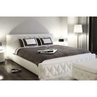 Lit en cuir italien de luxe FARNIENTE, 180x200, blanc.