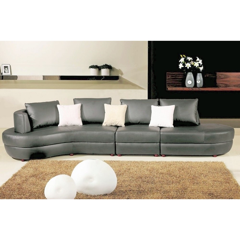 Canapé d'angle en cuir italien 4/5 places MIRA, gris foncé, angle gauche Canapé d'angle en cuir italien 4/5 places MIRA, gris foncé, angle gauche