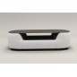 Table basse design, plateau de verre foncé, ALESIA, Blanc