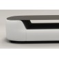 Table basse design, plateau de verre foncé, ALESIA, Blanc