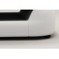 Table basse design, plateau de verre foncé, ALESIA, Blanc