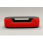 Table basse design, plateau de verre foncé, ALESIA, rouge