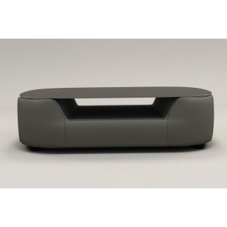 Table basse design, plateau de verre foncé, ALESIA, Gris foncé