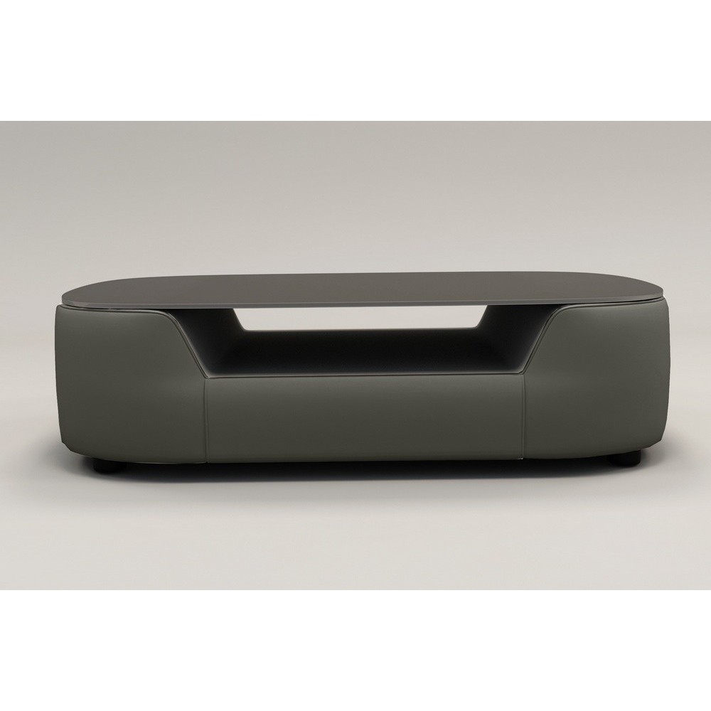 Table basse design, plateau de verre foncé, ALESIA, Gris foncé