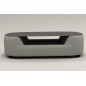 Table basse design, plateau de verre foncé, ALESIA, Gris clair