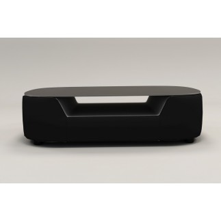 Table basse design, plateau de verre foncé, ALESIA, Noir