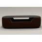 Table basse design, plateau de verre foncé, ALESIA, chocolat