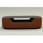 Table basse design, plateau de verre foncé, ALESIA, marron