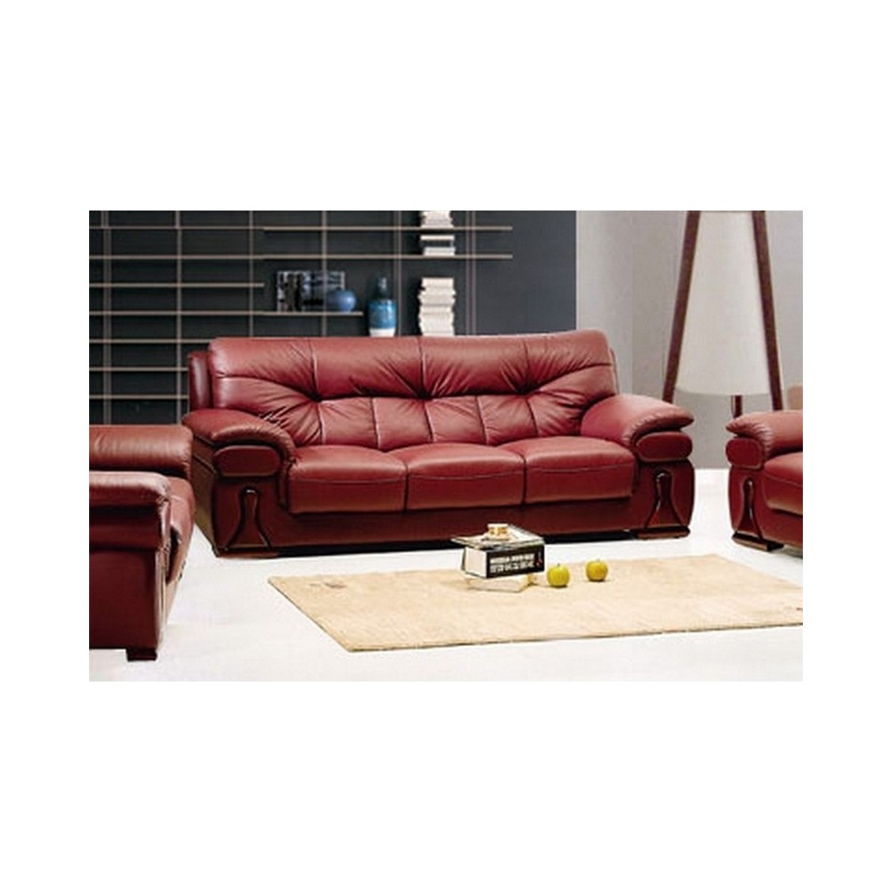Canapé CAMBRIDGE 3 places en 100% Tout cuir haut de gamme italien, Bordeaux, en STOCK LIVRAISON SOUS 7 JOURS