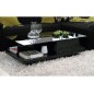 Table basse design, noir brillant, plateau de verre foncé, CINDY