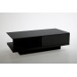 Table basse design, noir brillant, plateau de verre foncé, CINDY