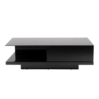 Table basse design, noir brillant, plateau de verre foncé, CINDY