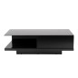 Table basse design, noir brillant, plateau de verre foncé, CINDY