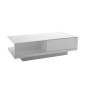 Table basse design, blanc brillant, plateau de verre clair, CINDY