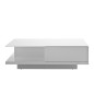 Table basse design, blanc brillant, plateau de verre clair, CINDY