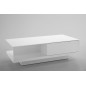 Table basse design, blanc brillant, plateau de verre clair, CINDY