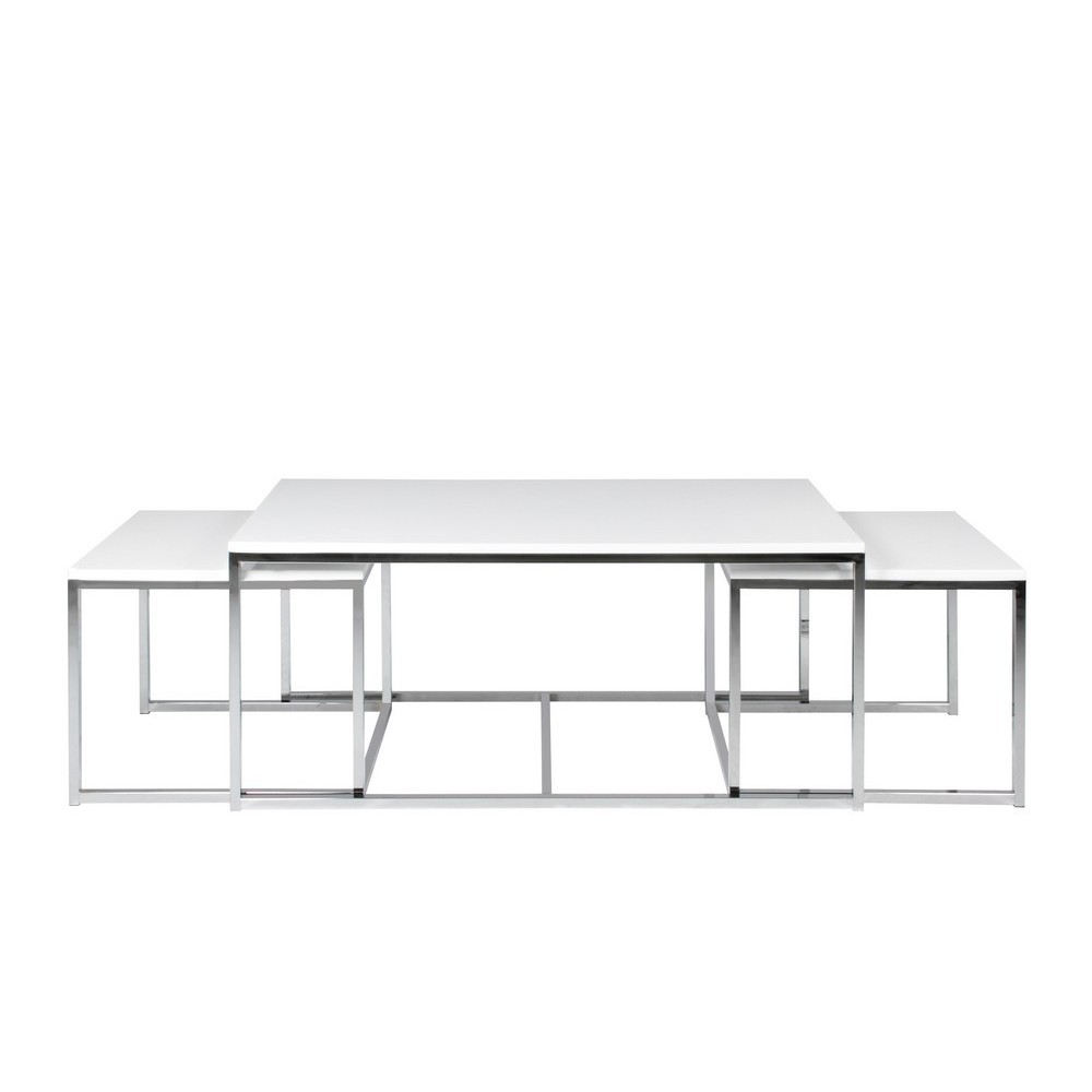 Ensemble de 3 tables basses contemporaines COSTA, Blanc