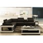 Canapé d'angle en cuir luxe italien 5/6 places XERUS, cuir haut de gamme italien vachette. Cuir Prestige luxe. Noir et blanc, an