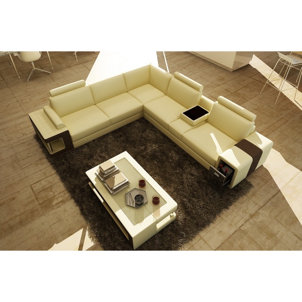 Canapé d'angle en cuir luxe italien 5/6 places XERUS, cuir haut de gamme italien vachette. Cuir Prestige luxe. Ecru et chocolat, Canapé d'angle en cuir luxe italien 5/6 places XERUS, cuir haut de gamme italien vachette. Cuir Prestige luxe. Ecru et chocolat,