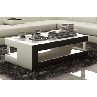 Table basse design de qualité, marron et écru, XERI