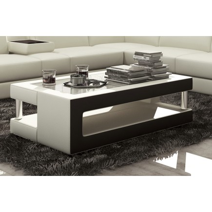 Table basse design de qualité, marron et écru, XERI