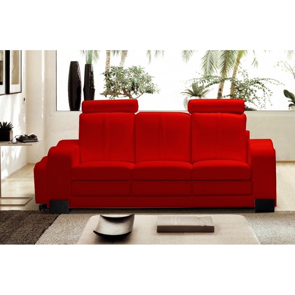 Canapé 3 places en cuir italien ROSSO, rouge Canapé 3 places en cuir italien ROSSO, rouge