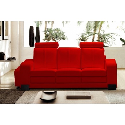 Canapé 3 places en cuir italien ROSSO, rouge