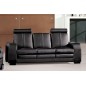Ensemble composé d'un canapé 3 places et d'un canapé 2 places et d'un fauteuil en cuir luxe italien, ROSSO, noir