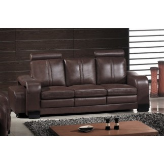 Ensemble composé d'un canapé 3 places et d'un canapé 2 places et d'un fauteuil en cuir luxe italien, ROSSO, chocolat