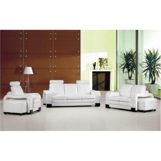 Ensemble composé d'un canapé 3 places et d'un canapé 2 places et d'un fauteuil en cuir luxe italien, ROSSO, blanc