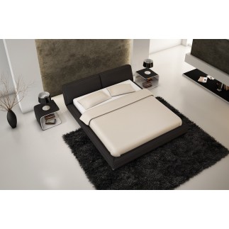 Lit design en cuir italien de luxe LETTO, noir, 160x200