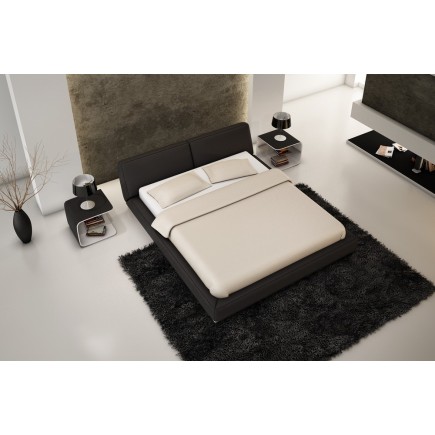 Lit design en cuir italien de luxe LETTO, noir, 160x200